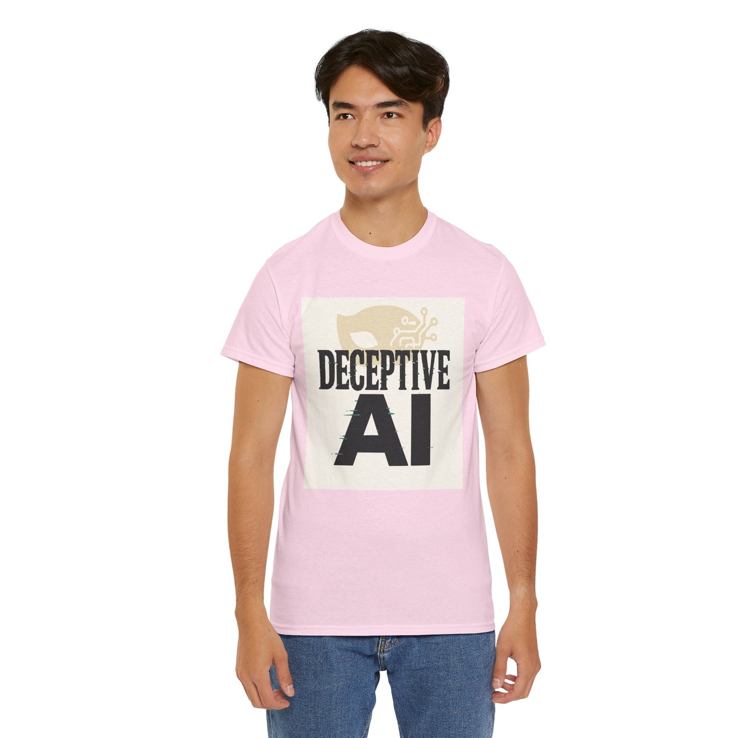 Deceptive AI Unisex Heavy Cotton Ruse Clues Tee - Bold Graphic Tee for Tech Enthusiasts