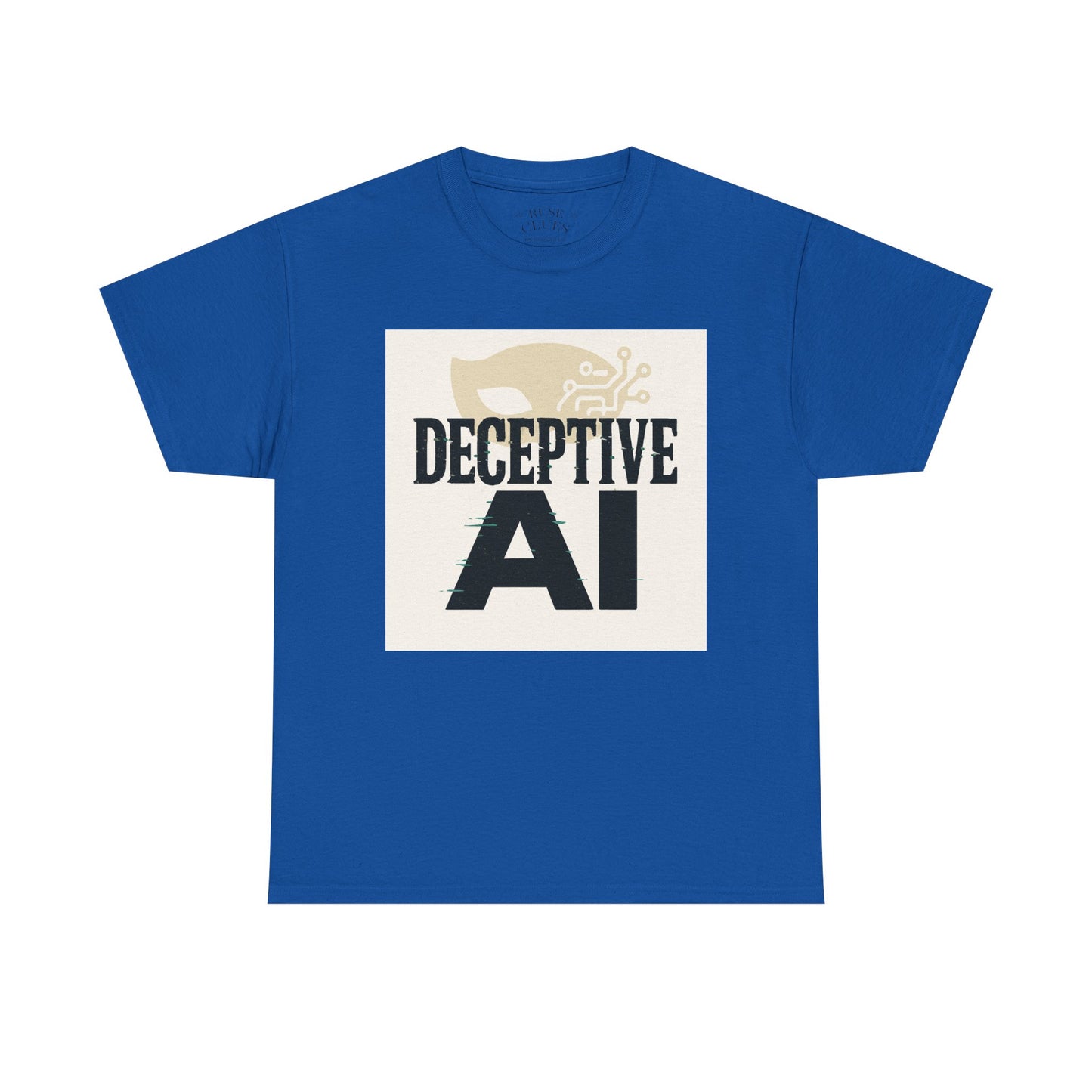 Deceptive AI Unisex Heavy Cotton Ruse Clues Tee - Bold Graphic Tee for Tech Enthusiasts