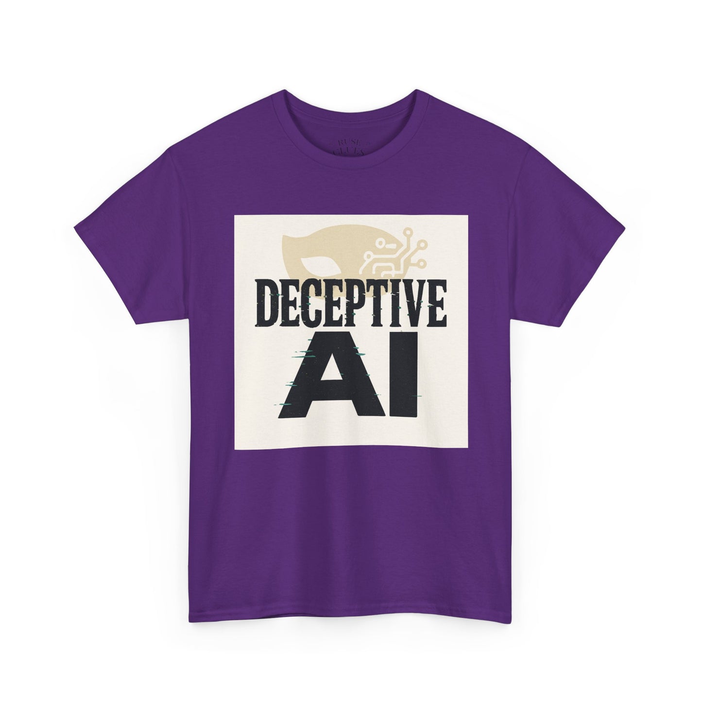 Deceptive AI Unisex Heavy Cotton Ruse Clues Tee - Bold Graphic Tee for Tech Enthusiasts