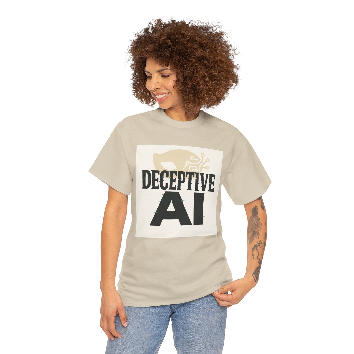 Deceptive AI Unisex Heavy Cotton Ruse Clues Tee - Bold Graphic Tee for Tech Enthusiasts