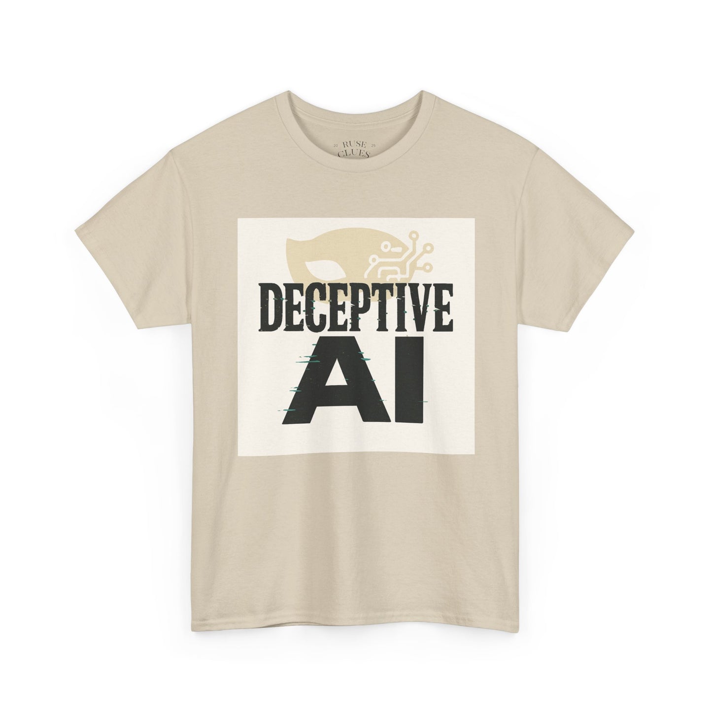 Deceptive AI Unisex Heavy Cotton Ruse Clues Tee - Bold Graphic Tee for Tech Enthusiasts
