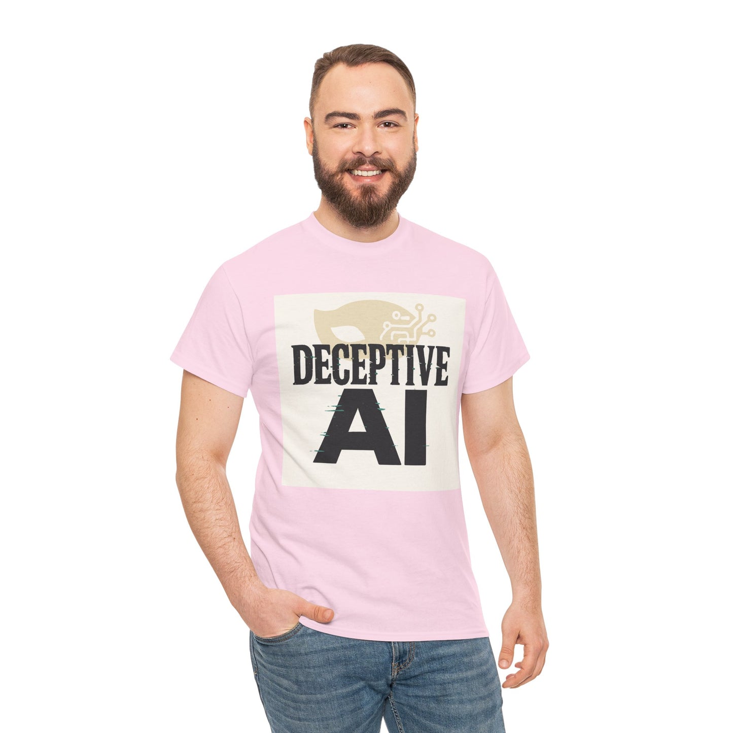 Deceptive AI Unisex Heavy Cotton Ruse Clues Tee - Bold Graphic Tee for Tech Enthusiasts
