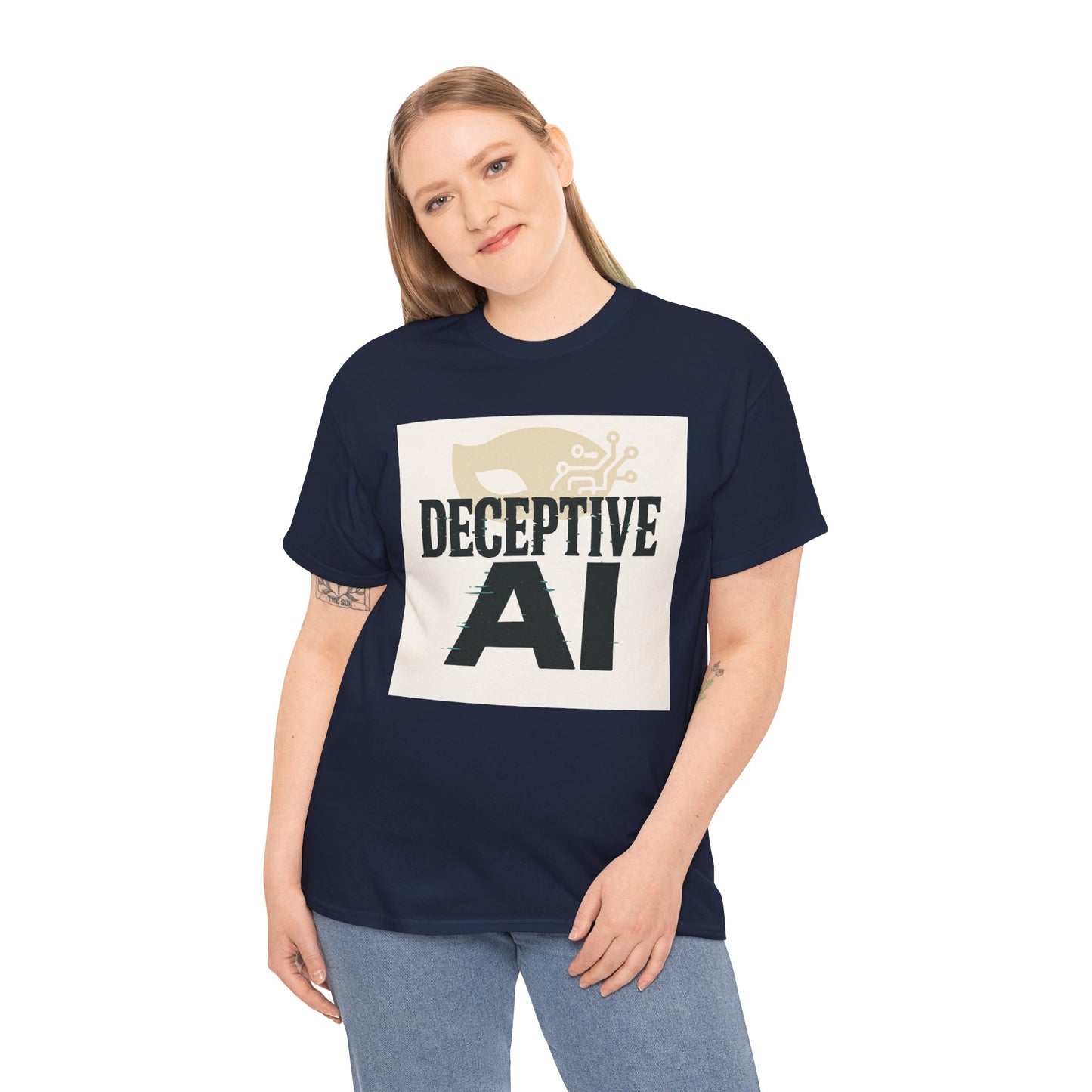 Deceptive AI Unisex Heavy Cotton Ruse Clues Tee - Bold Graphic Tee for Tech Enthusiasts