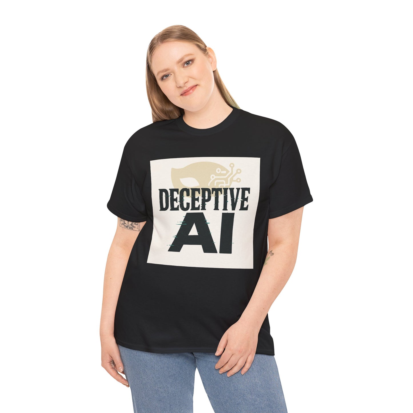 Deceptive AI Unisex Heavy Cotton Ruse Clues Tee - Bold Graphic Tee for Tech Enthusiasts