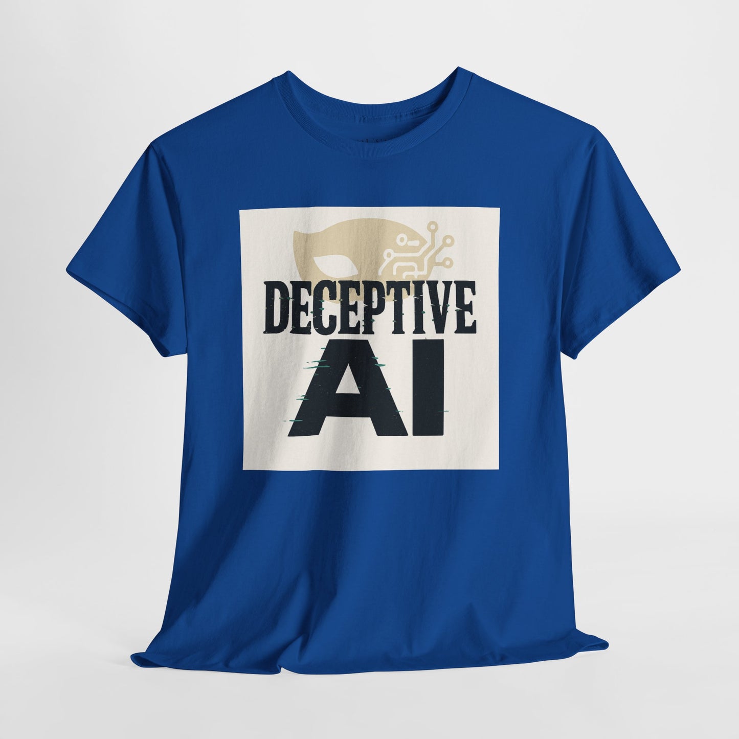 Deceptive AI Unisex Heavy Cotton Ruse Clues Tee - Bold Graphic Tee for Tech Enthusiasts