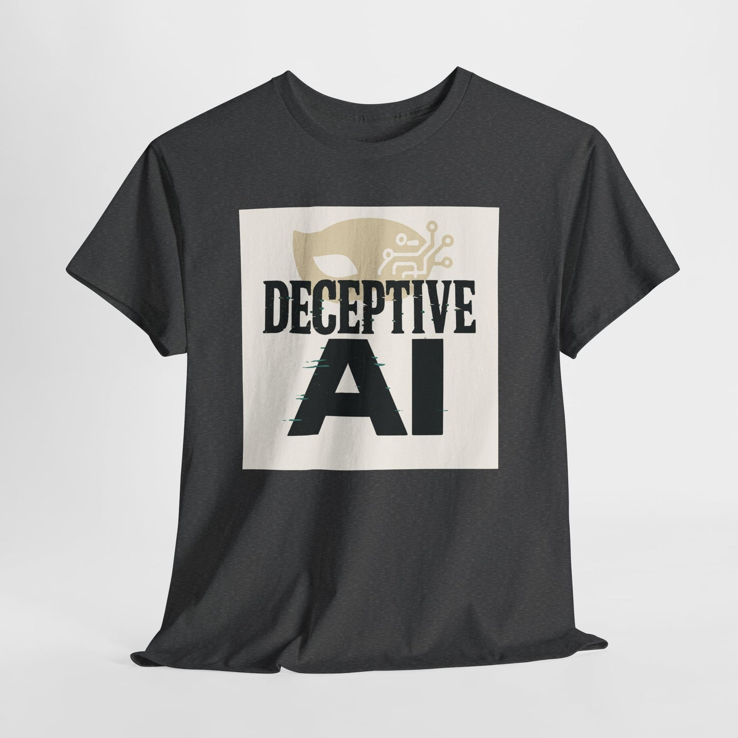 Deceptive AI Unisex Heavy Cotton Ruse Clues Tee - Bold Graphic Tee for Tech Enthusiasts