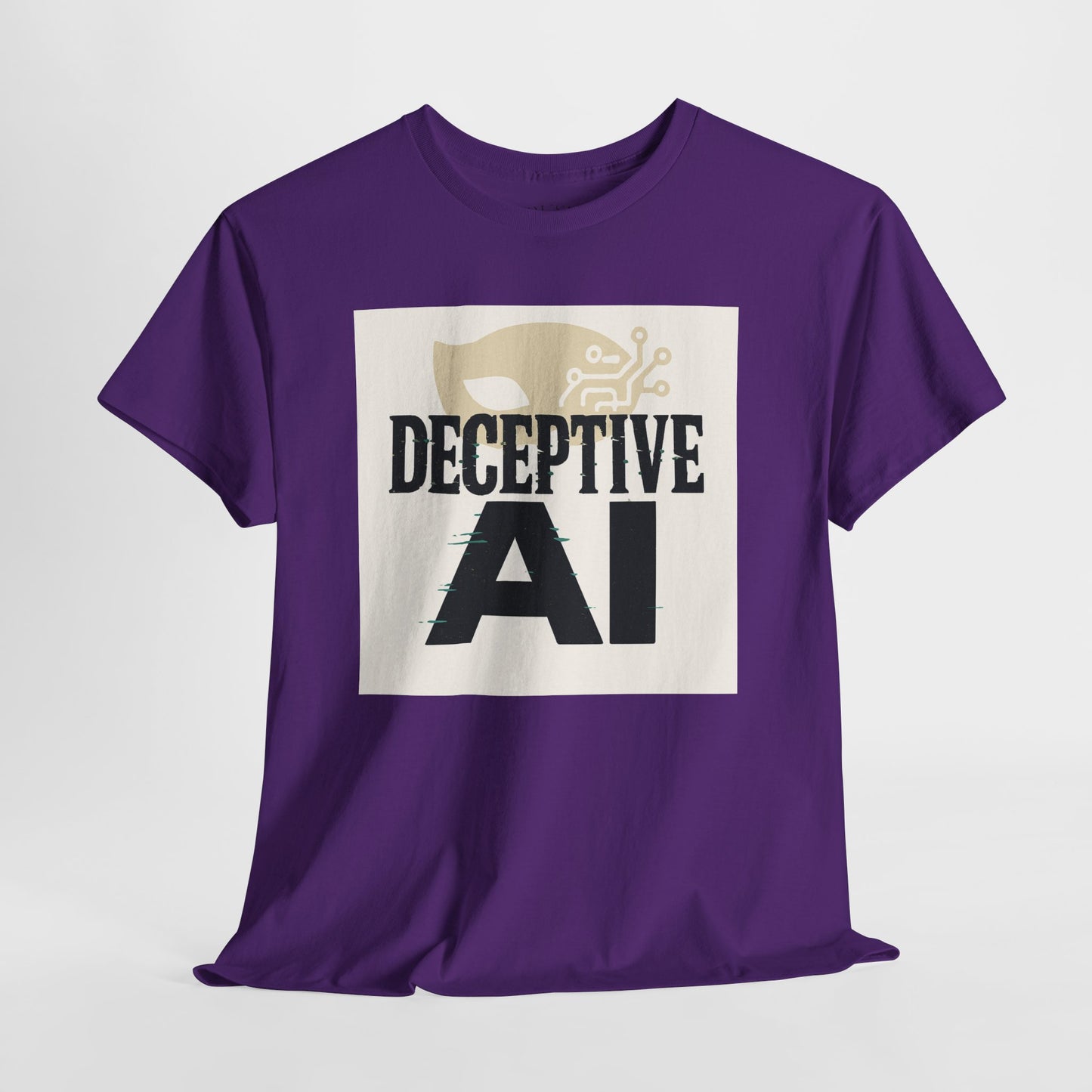 Deceptive AI Unisex Heavy Cotton Ruse Clues Tee - Bold Graphic Tee for Tech Enthusiasts
