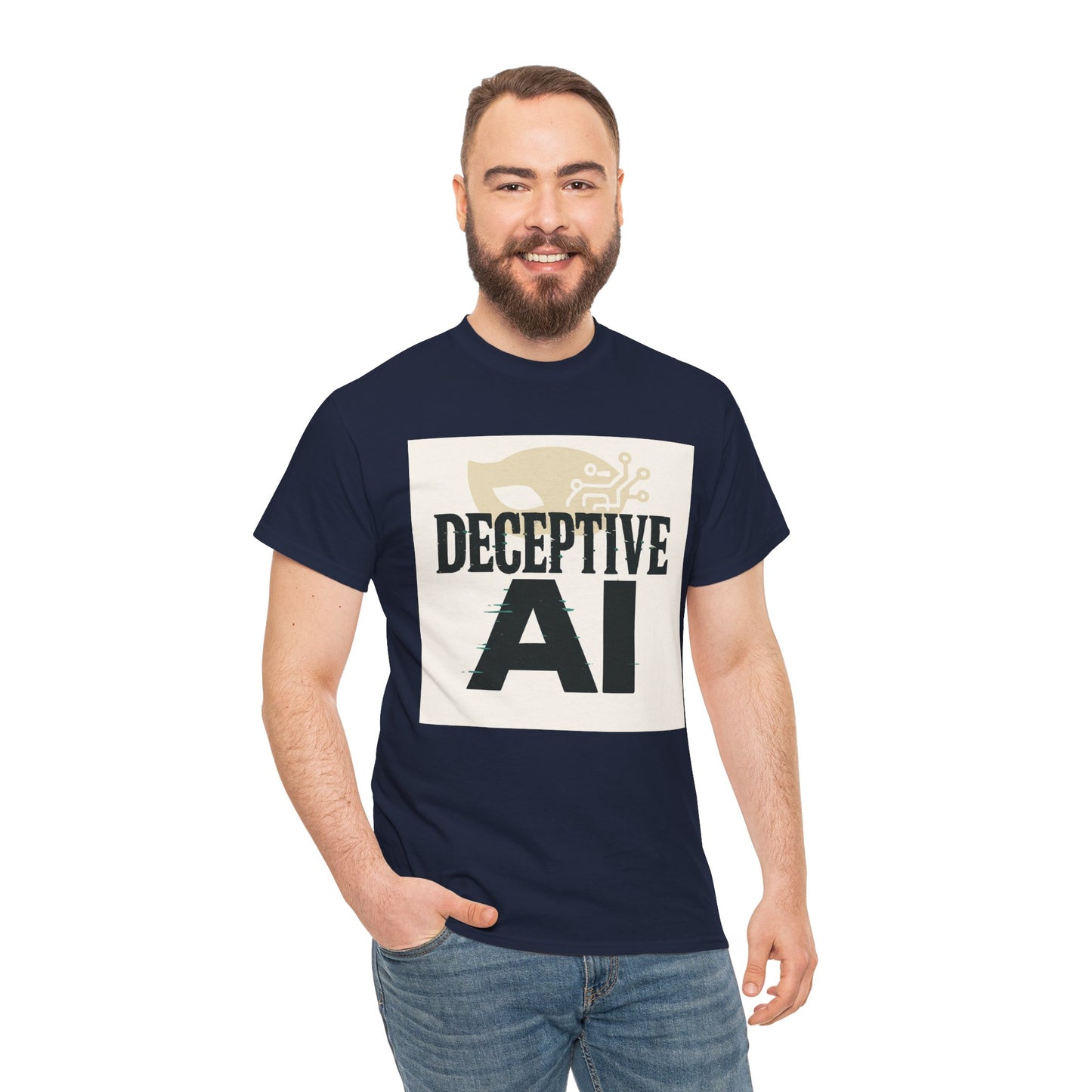 Deceptive AI Unisex Heavy Cotton Ruse Clues Tee - Bold Graphic Tee for Tech Enthusiasts