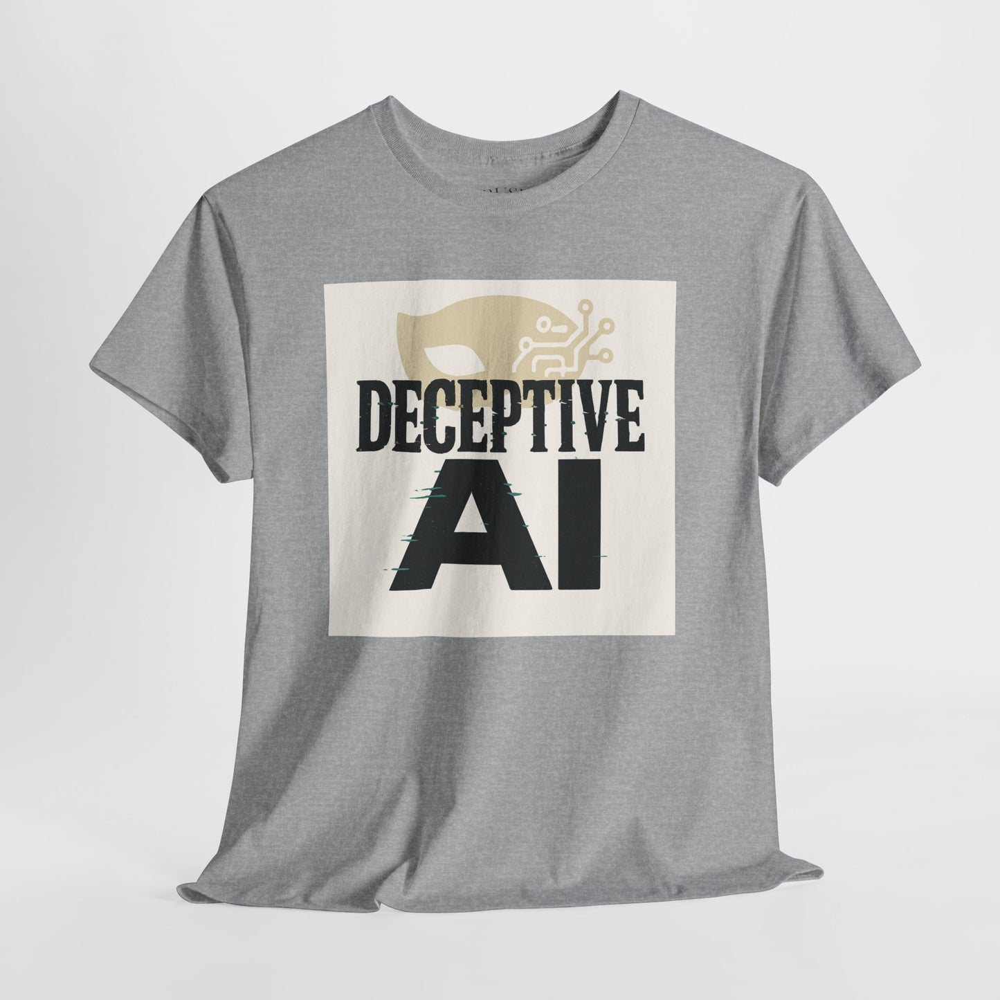 Deceptive AI Unisex Heavy Cotton Ruse Clues Tee - Bold Graphic Tee for Tech Enthusiasts