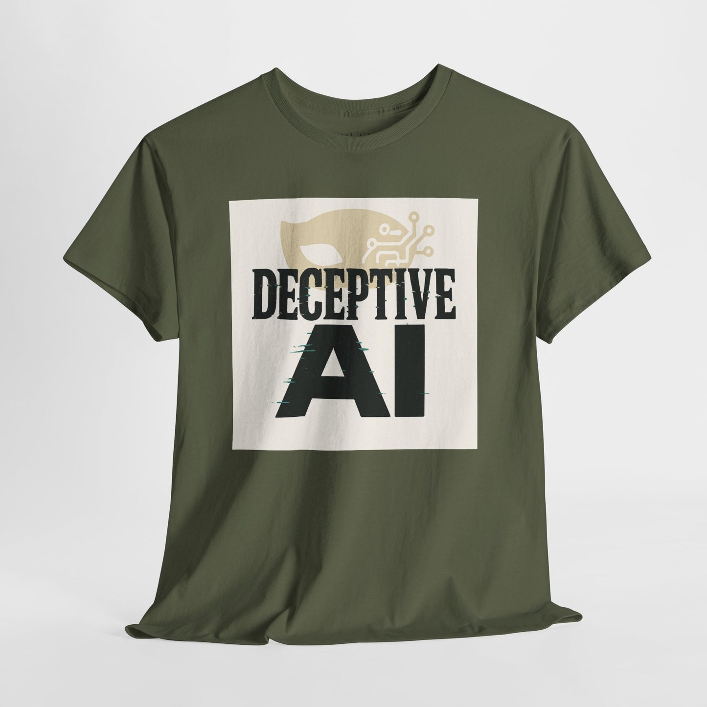 Deceptive AI Unisex Heavy Cotton Ruse Clues Tee - Bold Graphic Tee for Tech Enthusiasts