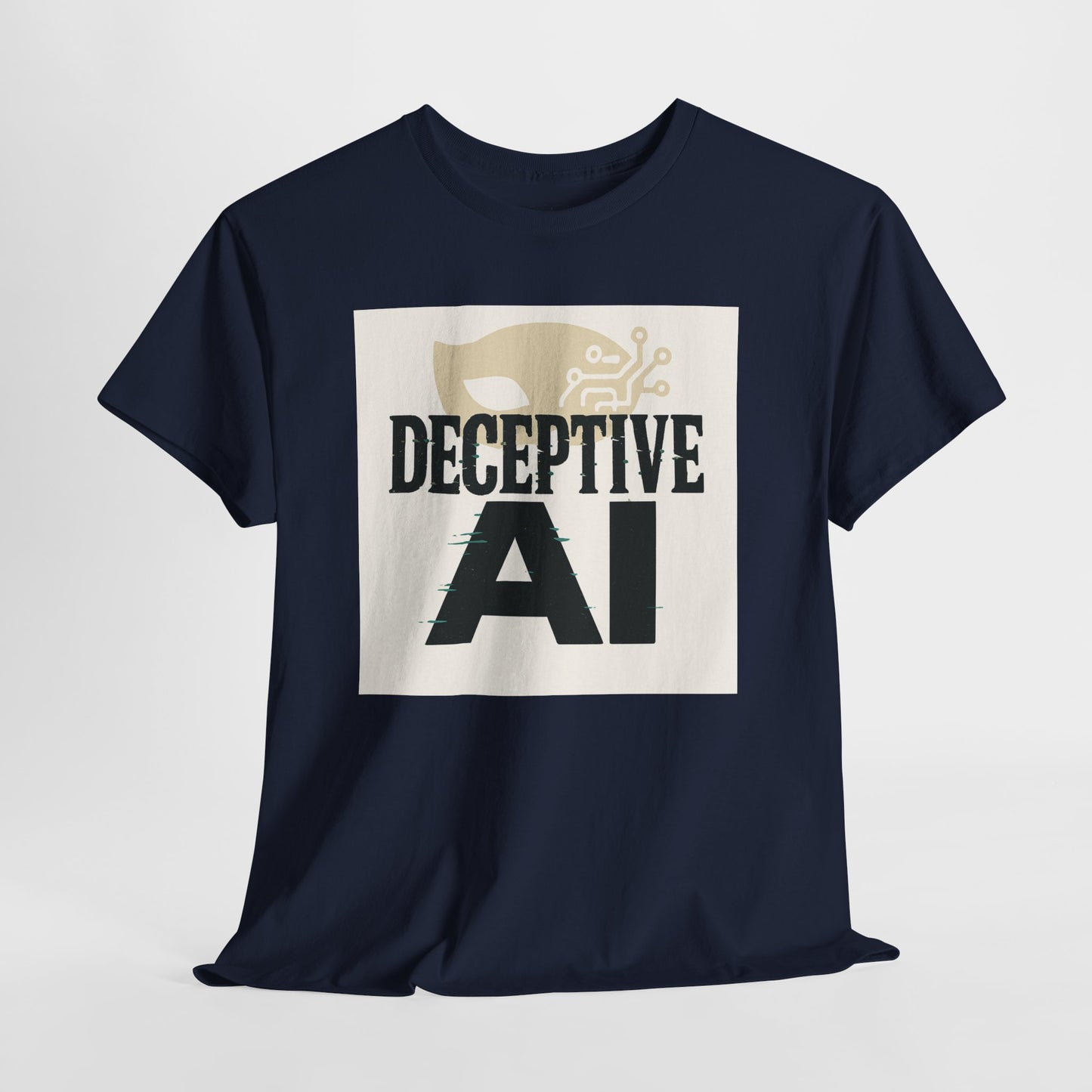 Deceptive AI Unisex Heavy Cotton Ruse Clues Tee - Bold Graphic Tee for Tech Enthusiasts
