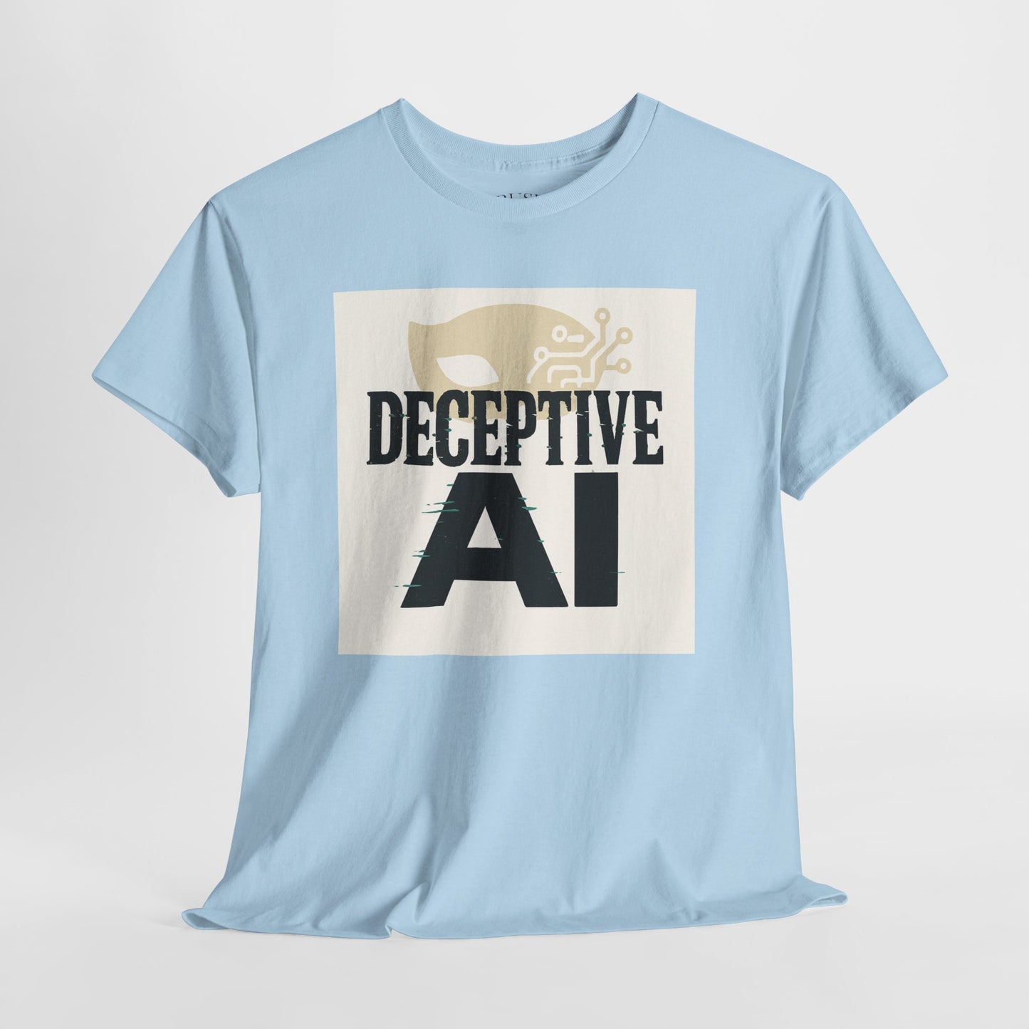 Deceptive AI Unisex Heavy Cotton Ruse Clues Tee - Bold Graphic Tee for Tech Enthusiasts