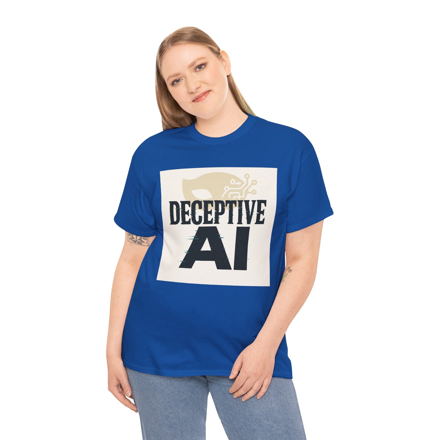 Deceptive AI Unisex Heavy Cotton Ruse Clues Tee - Bold Graphic Tee for Tech Enthusiasts