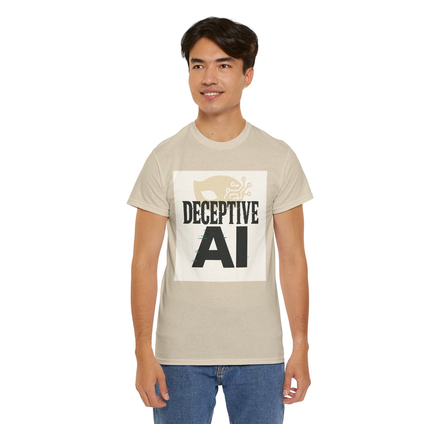 Deceptive AI Unisex Heavy Cotton Ruse Clues Tee - Bold Graphic Tee for Tech Enthusiasts