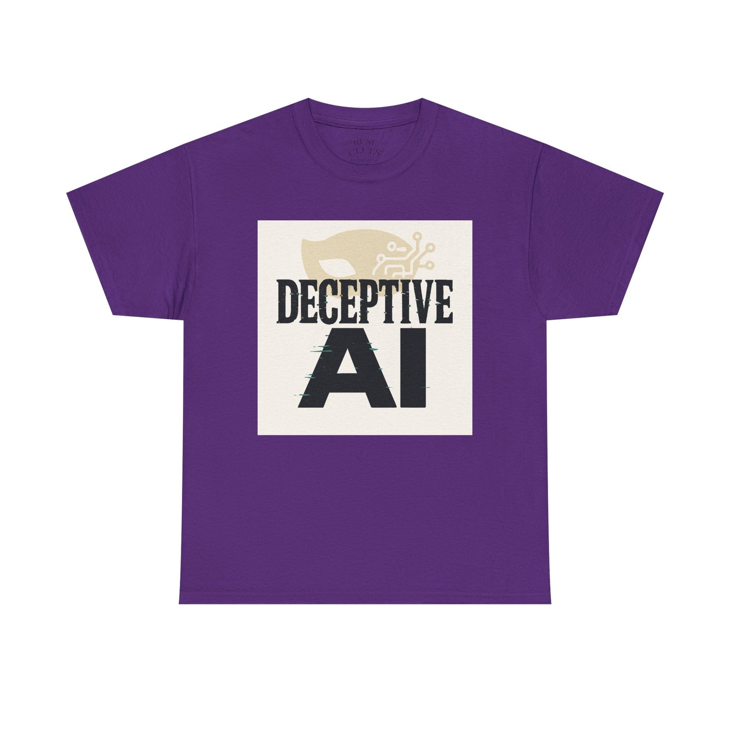 Deceptive AI Unisex Heavy Cotton Ruse Clues Tee - Bold Graphic Tee for Tech Enthusiasts
