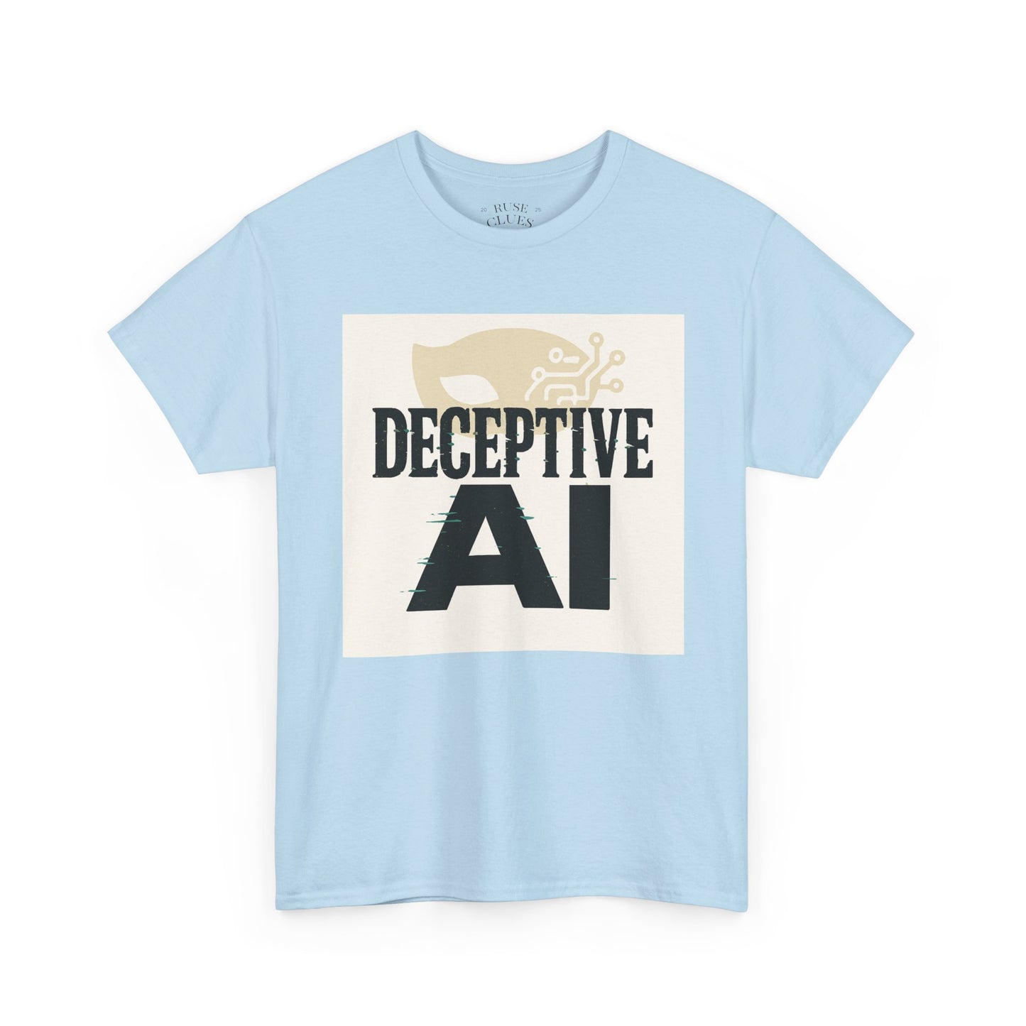 Deceptive AI Unisex Heavy Cotton Ruse Clues Tee - Bold Graphic Tee for Tech Enthusiasts
