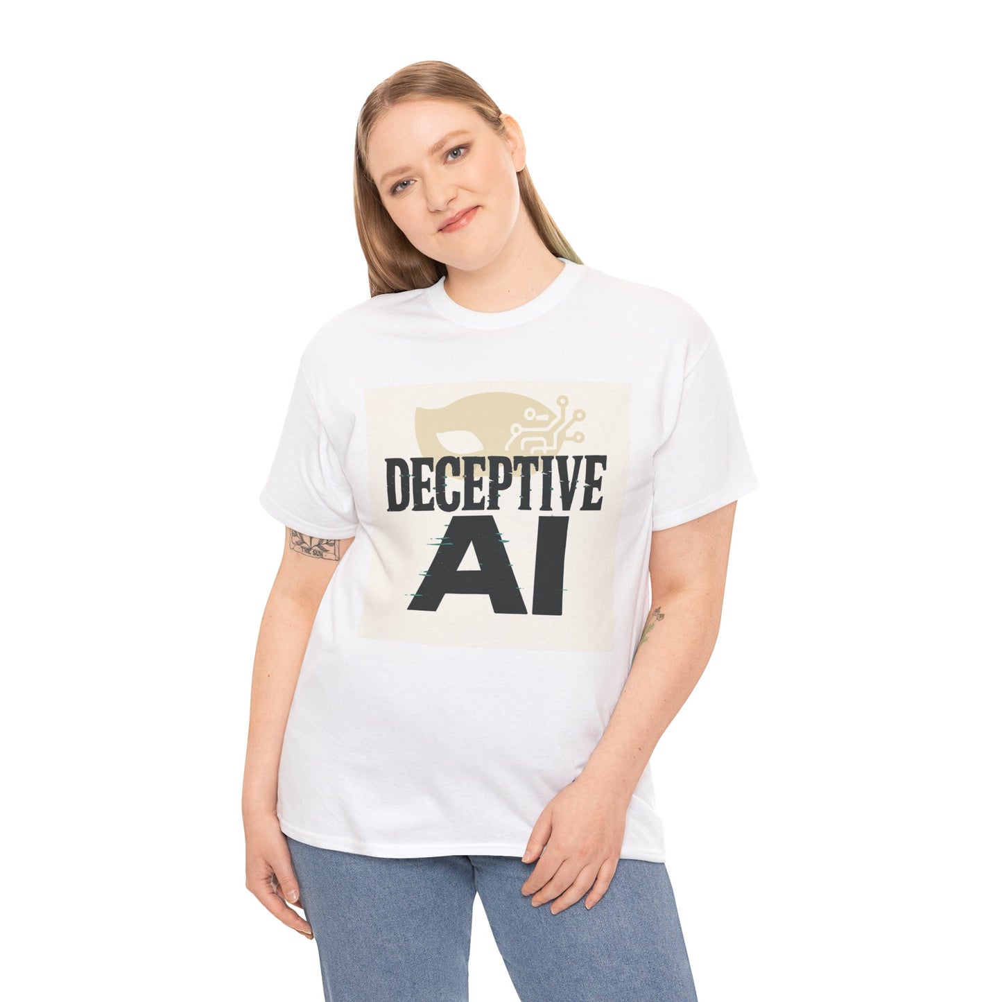Deceptive AI Unisex Heavy Cotton Ruse Clues Tee - Bold Graphic Tee for Tech Enthusiasts