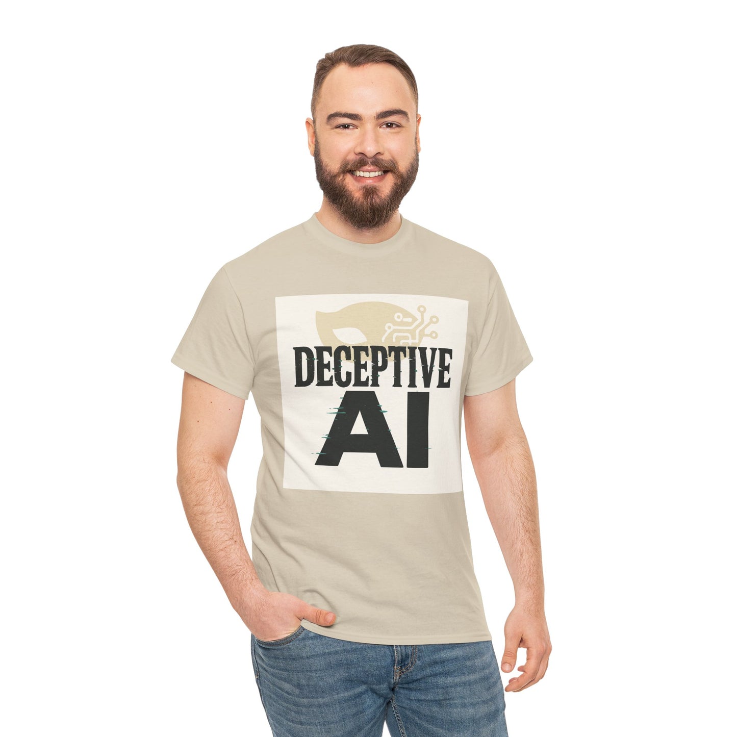 Deceptive AI Unisex Heavy Cotton Ruse Clues Tee - Bold Graphic Tee for Tech Enthusiasts
