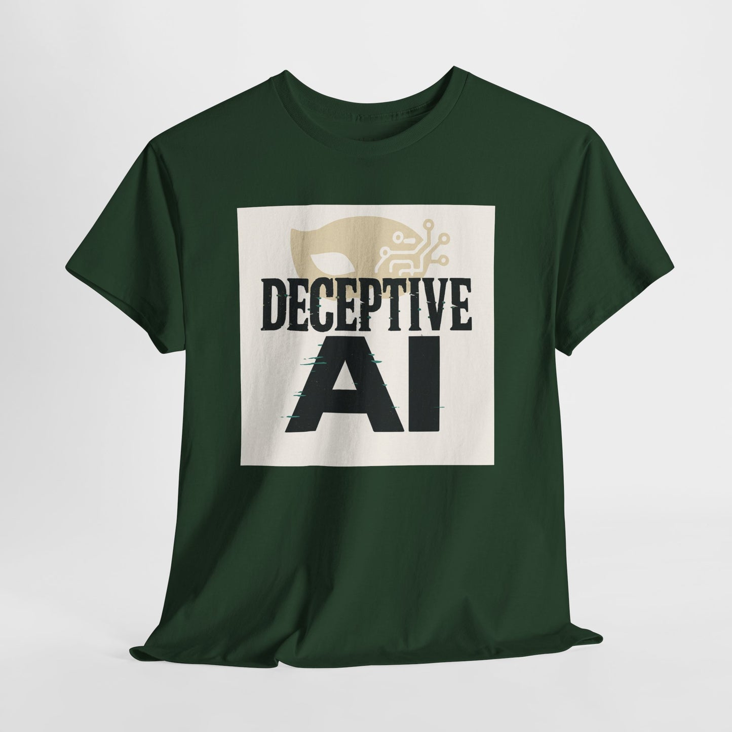 Deceptive AI Unisex Heavy Cotton Ruse Clues Tee - Bold Graphic Tee for Tech Enthusiasts