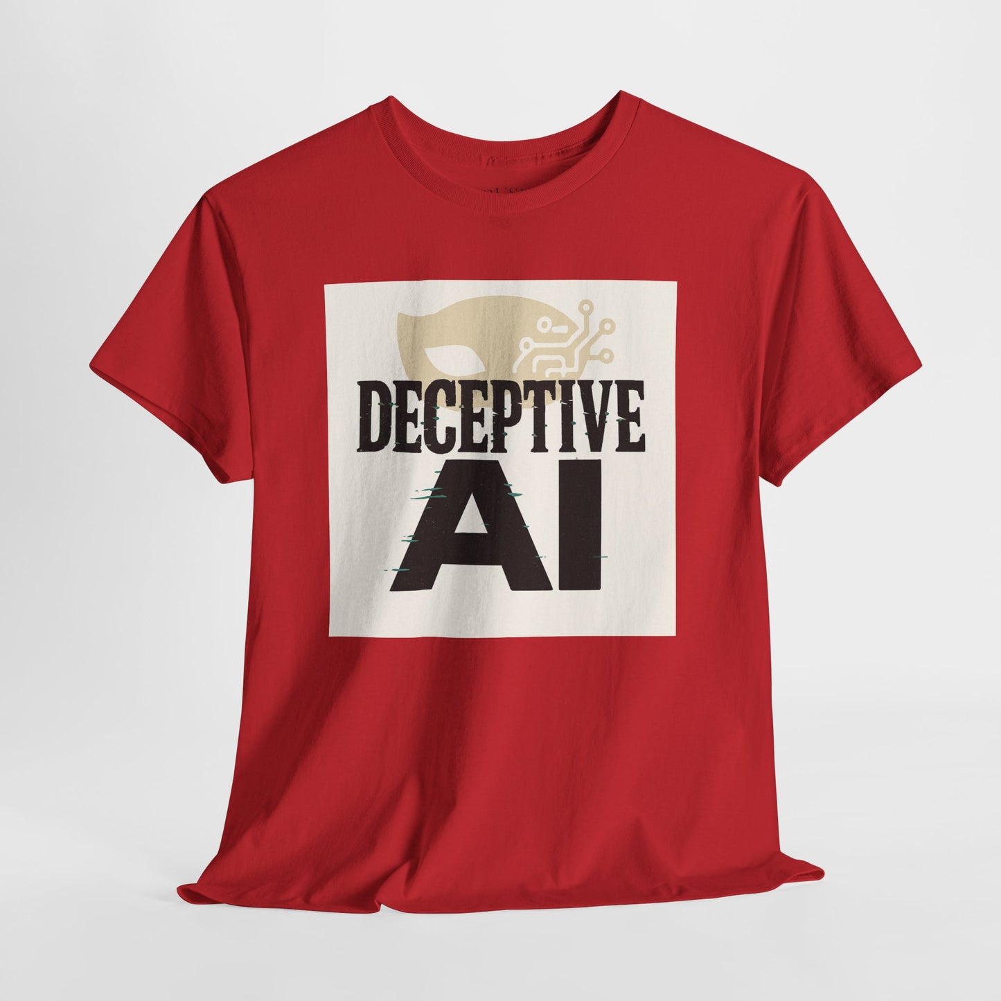 Deceptive AI Unisex Heavy Cotton Ruse Clues Tee - Bold Graphic Tee for Tech Enthusiasts