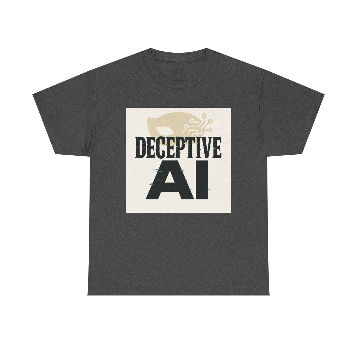 Deceptive AI Unisex Heavy Cotton Ruse Clues Tee - Bold Graphic Tee for Tech Enthusiasts