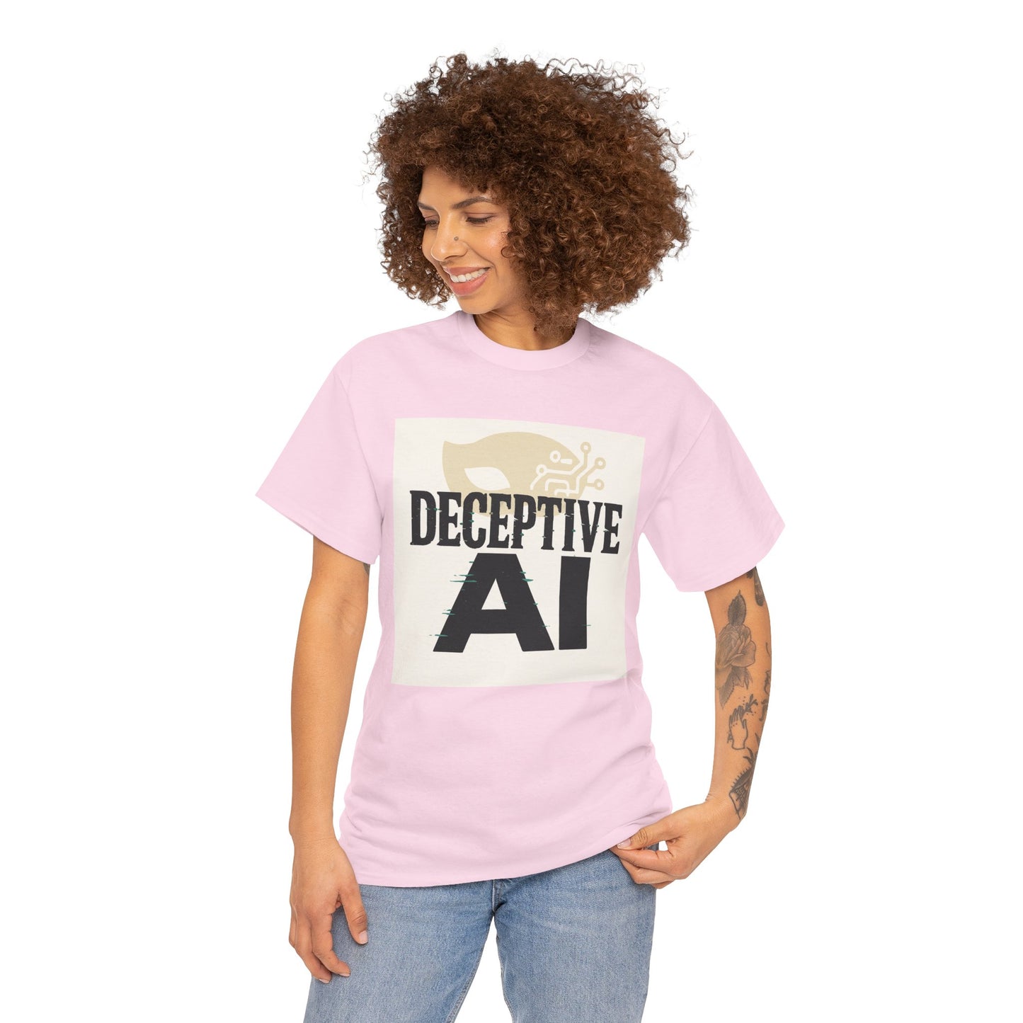 Deceptive AI Unisex Heavy Cotton Ruse Clues Tee - Bold Graphic Tee for Tech Enthusiasts