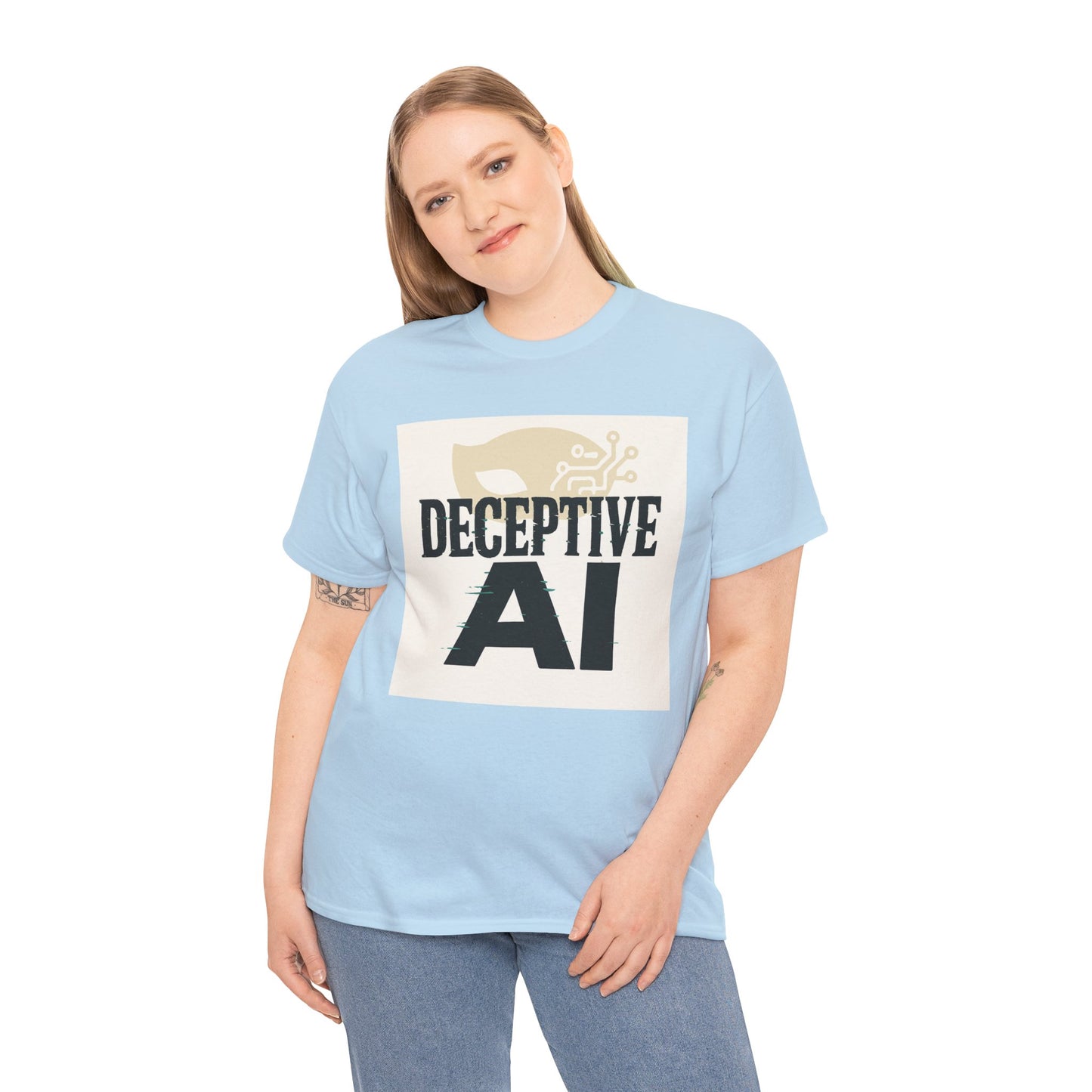 Deceptive AI Unisex Heavy Cotton Ruse Clues Tee - Bold Graphic Tee for Tech Enthusiasts