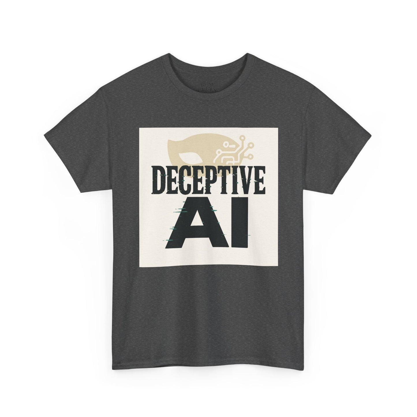 Deceptive AI Unisex Heavy Cotton Ruse Clues Tee - Bold Graphic Tee for Tech Enthusiasts