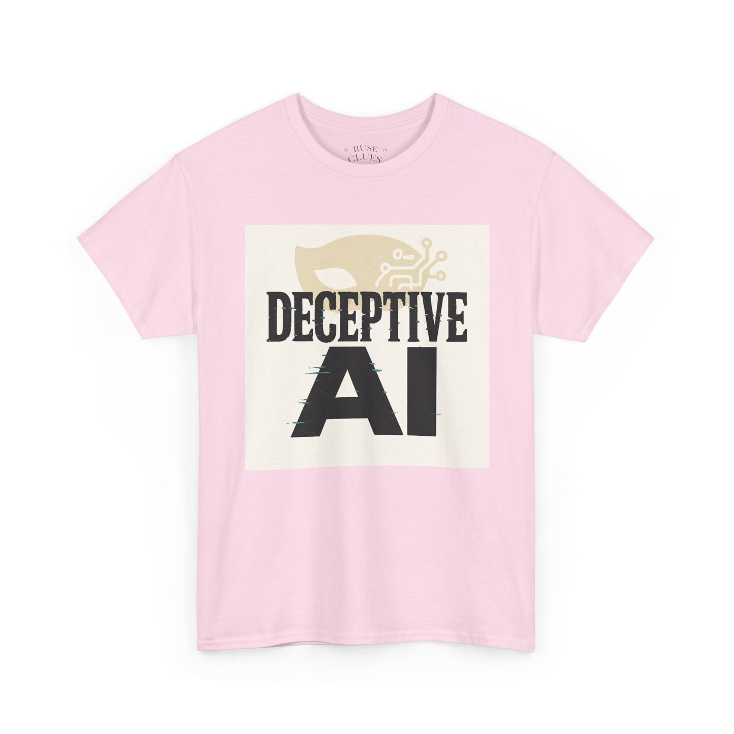 Deceptive AI Unisex Heavy Cotton Ruse Clues Tee - Bold Graphic Tee for Tech Enthusiasts