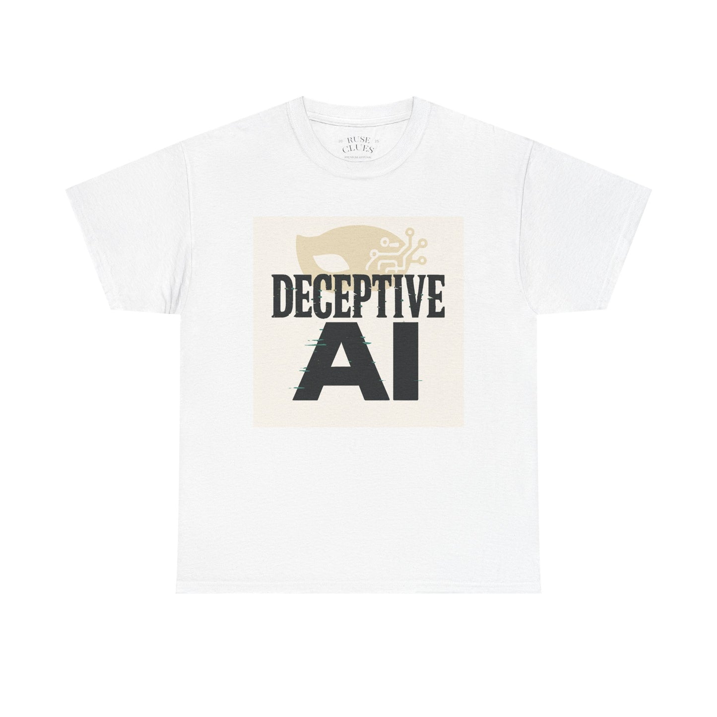 Deceptive AI Unisex Heavy Cotton Ruse Clues Tee - Bold Graphic Tee for Tech Enthusiasts