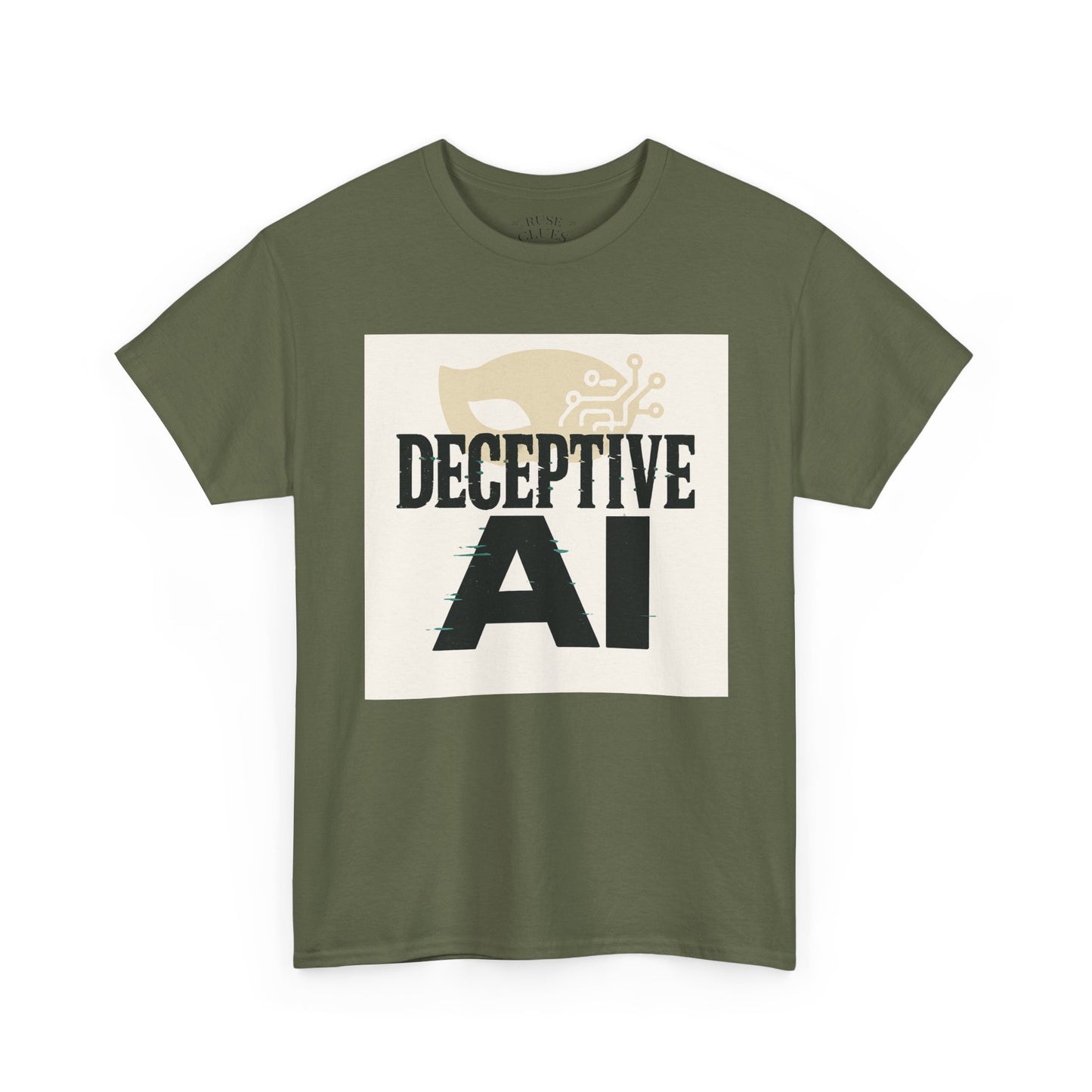 Deceptive AI Unisex Heavy Cotton Ruse Clues Tee - Bold Graphic Tee for Tech Enthusiasts