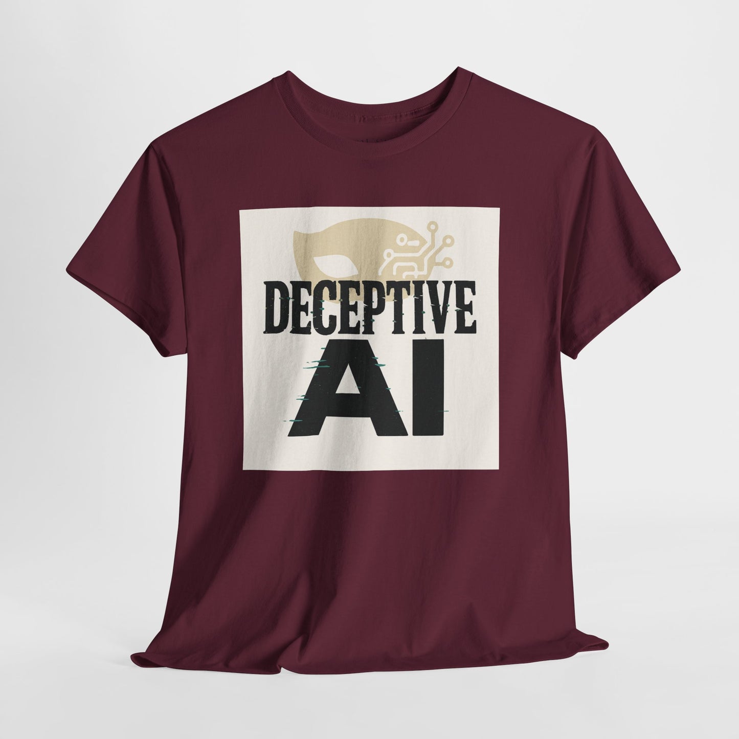 Deceptive AI Unisex Heavy Cotton Ruse Clues Tee - Bold Graphic Tee for Tech Enthusiasts