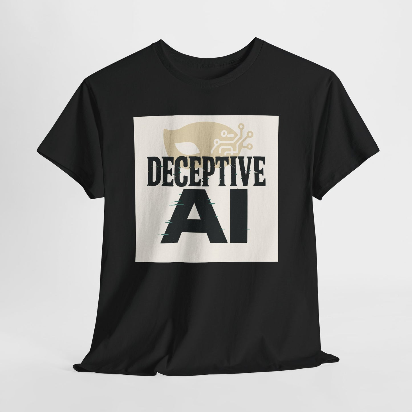 Deceptive AI Unisex Heavy Cotton Ruse Clues Tee - Bold Graphic Tee for Tech Enthusiasts
