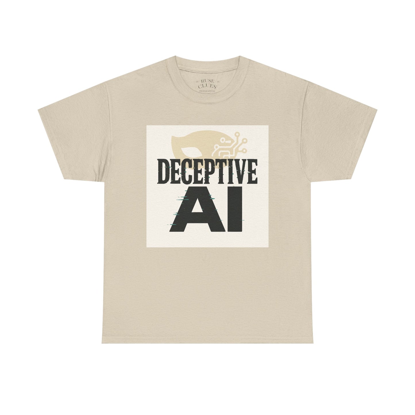Deceptive AI Unisex Heavy Cotton Ruse Clues Tee - Bold Graphic Tee for Tech Enthusiasts