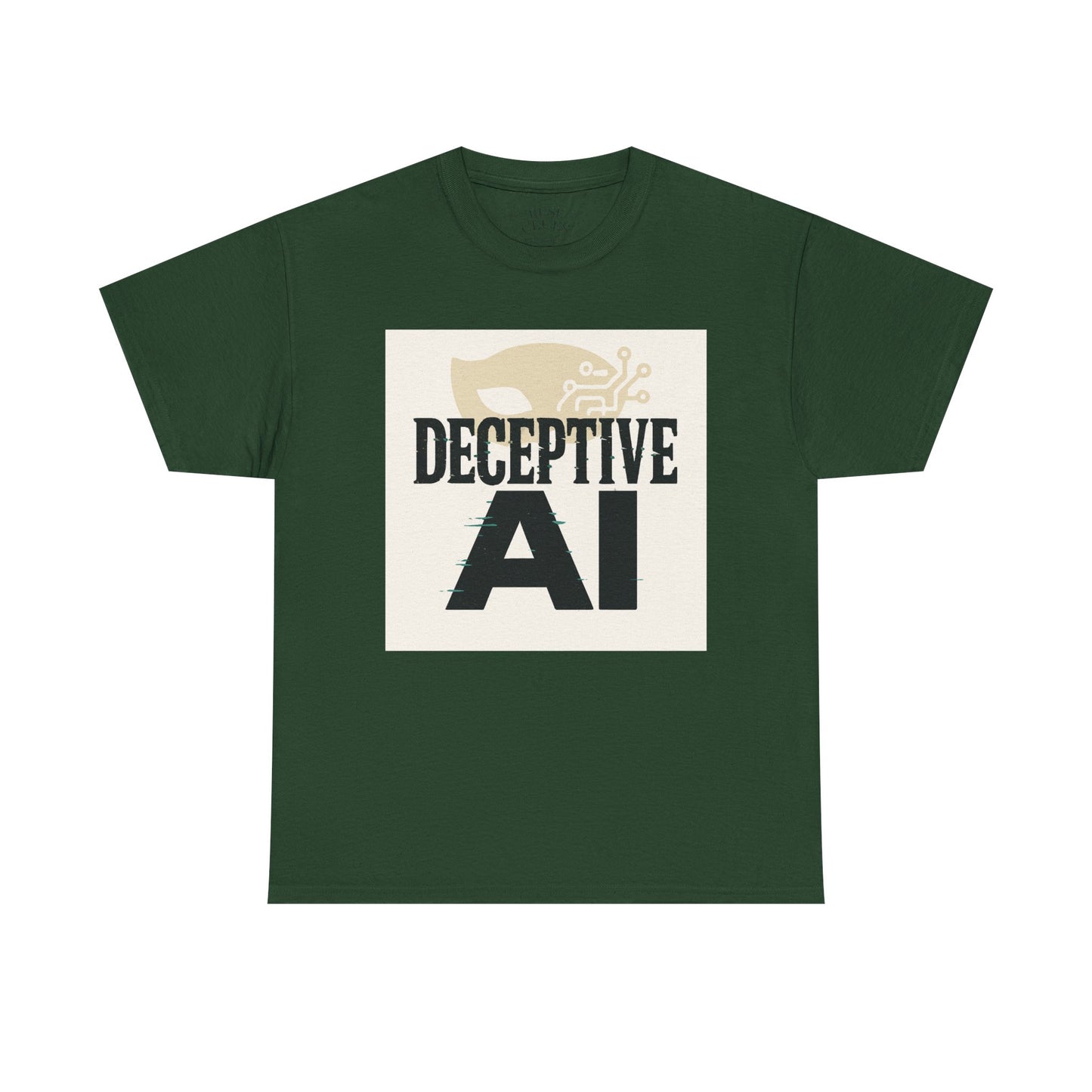 Deceptive AI Unisex Heavy Cotton Ruse Clues Tee - Bold Graphic Tee for Tech Enthusiasts