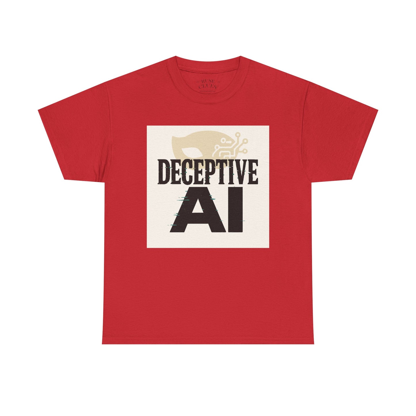 Deceptive AI Unisex Heavy Cotton Ruse Clues Tee - Bold Graphic Tee for Tech Enthusiasts