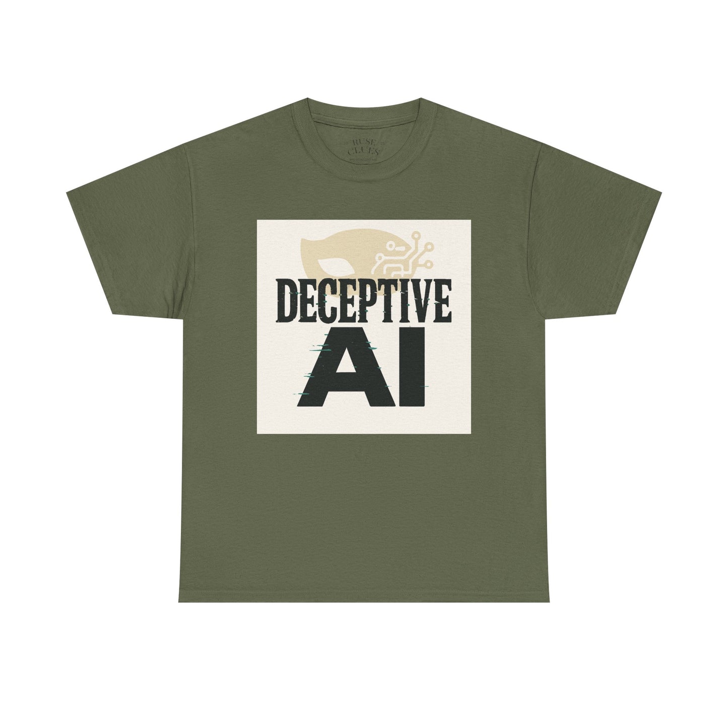 Deceptive AI Unisex Heavy Cotton Ruse Clues Tee - Bold Graphic Tee for Tech Enthusiasts