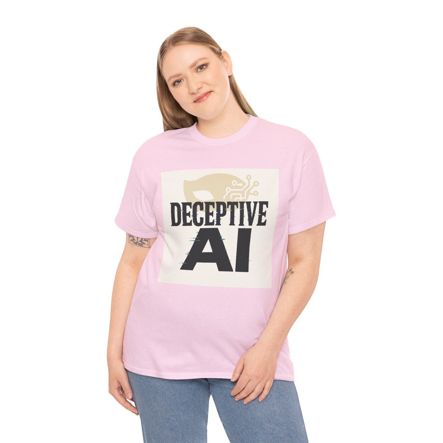 Deceptive AI Unisex Heavy Cotton Ruse Clues Tee - Bold Graphic Tee for Tech Enthusiasts