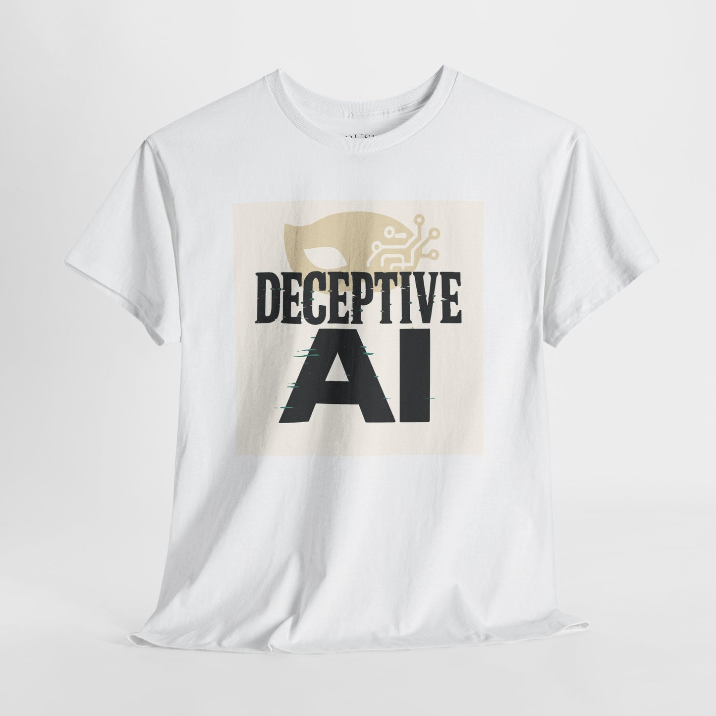 Deceptive AI Unisex Heavy Cotton Ruse Clues Tee - Bold Graphic Tee for Tech Enthusiasts