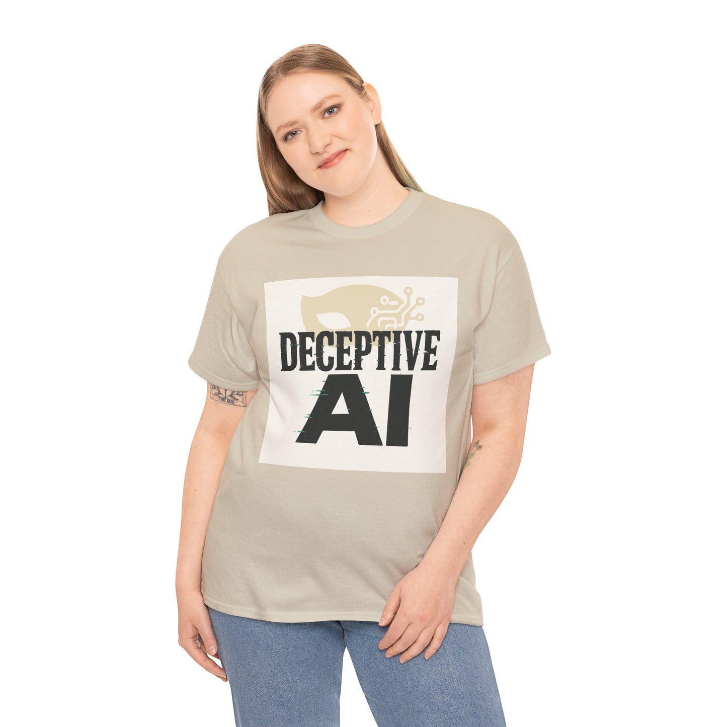Deceptive AI Unisex Heavy Cotton Ruse Clues Tee - Bold Graphic Tee for Tech Enthusiasts