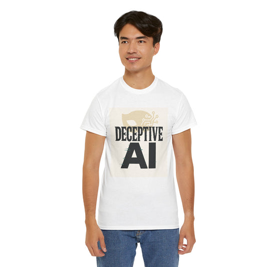 Deceptive AI Unisex Heavy Cotton Ruse Clues Tee - Bold Graphic Tee for Tech Enthusiasts