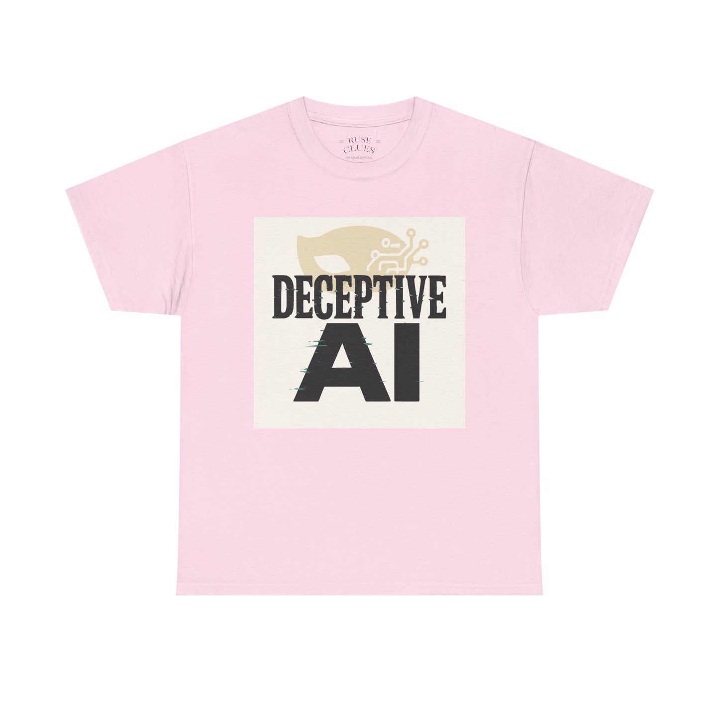 Deceptive AI Unisex Heavy Cotton Ruse Clues Tee - Bold Graphic Tee for Tech Enthusiasts